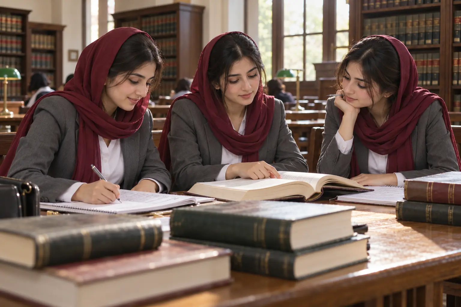 Students studying in the college library